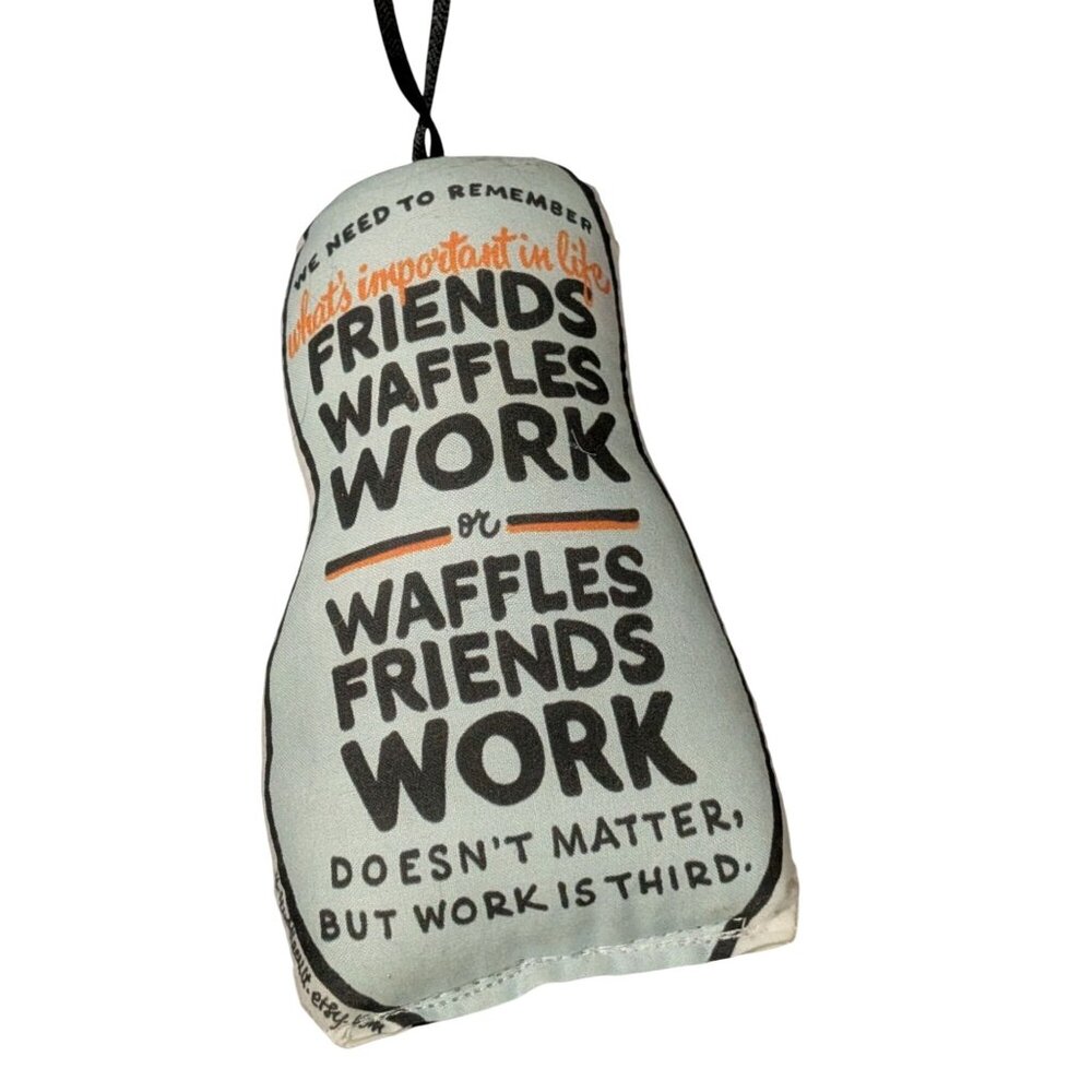 Leslie Knope-Inspired Plush Ornament With Waffle And Quote Design - Picture 2 of 3